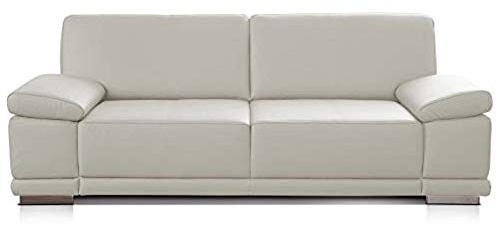 Cavadore Corianne Sofá de 3 plazas Fabricado en Piel sintética, diseño Moderno, reposabrazos Ajustable, Medidas 217 x 80 99 cm y Color Blanco