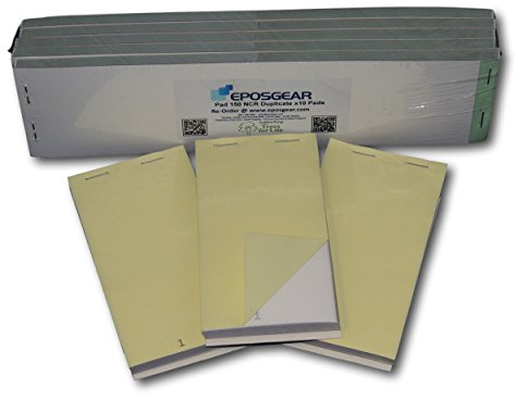 EPOSGEAR Duplicate NCR No Carbon Required Copy Restaurant Cafe Takeaway Pub Food Waiter Waitress Numbered Order Pads - 76mm x 140mm (200)