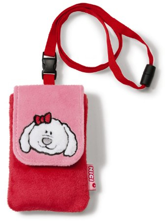Nici 33558 - Handytäschchen Hund Loulou Plüsch, rot