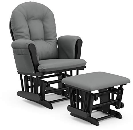 Storkcraft Premium Hoop Glider & Ottoman, Black with Gray