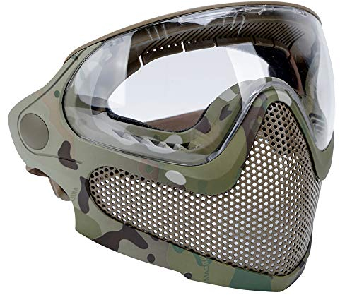 ATAIRSOFT Airsoft Maske 2 Modi Taktische Sicherheit Schutz Vollmaske Antibeschlagbrille Set mit 3 Wechselobjektiven MC