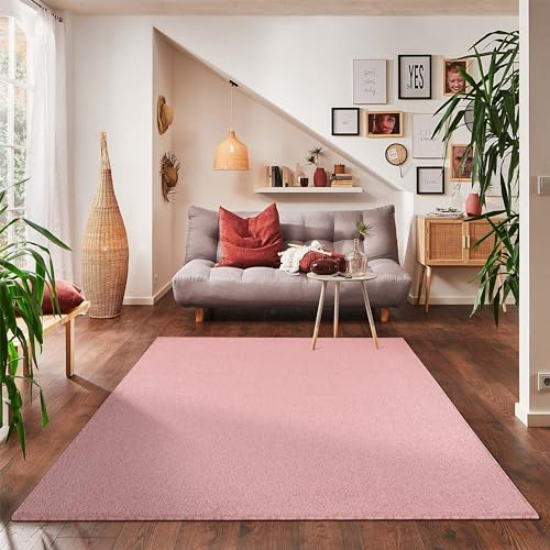 Carpettex Teppich Wohnzimmer Kurzflor Teppich Modern Einfarbig Design 80 x 250 cm Teppich Rosa - Küchenteppich Waschbar Extra Weich Flauschig - Teppich Schlafzimmer Kinderzimmer Esszimmer Flur