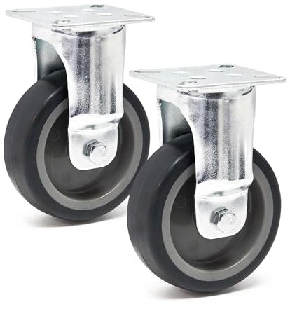 Wiltec Kit de 2 Roulettes fixes – Ø 75 mm – Capacité de charge 75 kg – Roue en plastique gris avec Plaque de montage – Dispositif de transport, usage sans traces