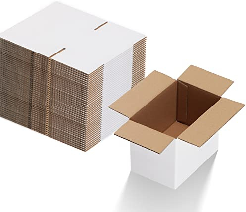EYMPEU 40 Stück 15,3x10,2x10,2cm Weiße Versandkarton, Kartons für kleine Gegenstände, Spielzeug, Schreibwaren und Weihnachtspäckchen