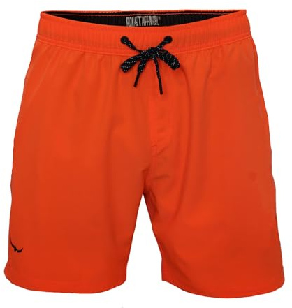 ROCK-IT Apparel badbyxor för män med innerbyxor i mesh och fickor - snabbtorkande tyg [storlekar S-5XL] att knyta - för simning badstrand eller pool Orange L