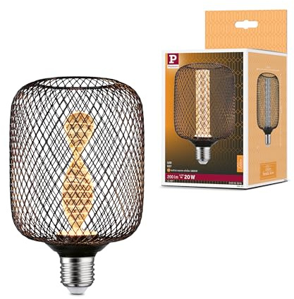 Paulmann 29083 Metallic Glow Edition Standard 230V LED Leuchtmittel Zyl E27 Spiral 4,2W 200lm 100mm Schwarz Metall 1800K