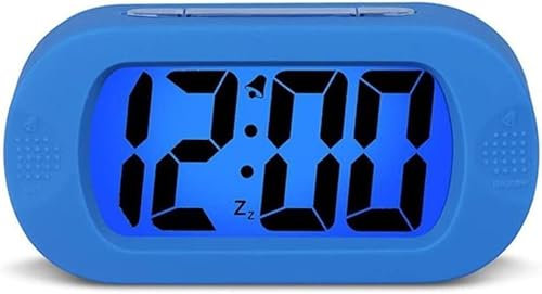 YWYHHM Digital Alarm Clock, Bedside Large LCD Display Clocks With Backlit Snooze Smart Brightness Sensor, Clock , Travel for Bedroom Home Office (Blue), 5.5*2.8*2Inches, (2018DZL0023)