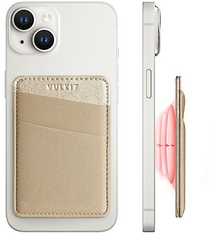 VULKIT Portefeuille Magsafe Compatible avec Série iPhone 15/14/13/12, Porte-Cartes RFID Lycra Extensible avec Aimant MagSafe