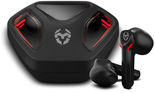 KROM KALL - Auriculares in-Ear Gaming estéreo, Micrófono Integrado, Bluetooth 5.3 Zero Latency, Push to Talk, Diseño ergonómico, 12 Horas de Bateria, Estuche Carga, Cable USB Type-C Incluido, Negro
