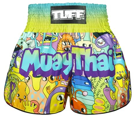 Tuff Sport Muay Thai Box-Shorts, Retro-Stil, klassisch, schmaler Schnitt, MMA, Kickboxen, Workout-Set, Kleidung, Training (TUF-RMS107-MTC, M)