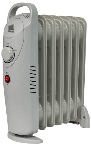 KNIGHT 7 Fins 700W Oil-Filled Radiator Heater White Colour with Thermostat, Overheat Protection, Power Switch, for indoor use, Quiet Electric Space Heater for Bedroom, Office, Home (7 Fins)