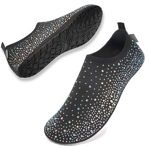 WateLves Womens Barefoot Water Shoes Travel House Slippers for Indoor and Outdoor Aqua Socks for Beach Swim Surf Yoga Dancing Camping Must Haves (Diamond/Colorful, 38/39)