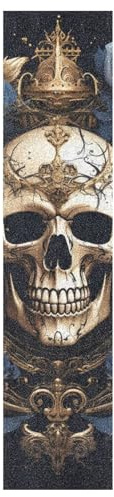Linnyio Blumenmuster Blauer Totenkopf Skateboard-Sticker Perfekt für Board Individualisierung Skateboard-Griptape-Blätter Blasenfreie Anti-Rutsch-Tapes für Mädchen Jungen