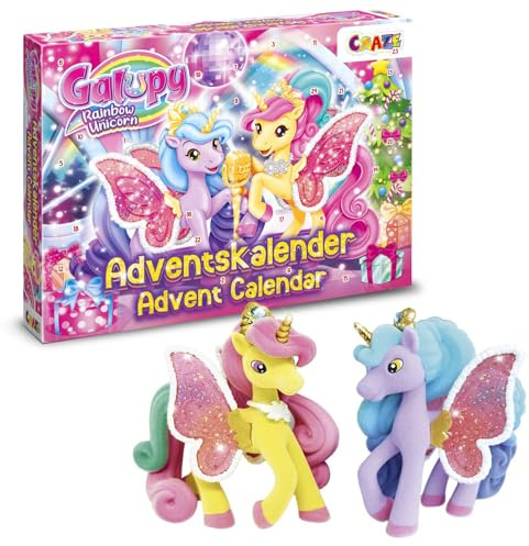 CRAZE Calendario de Adviento GALUPY RAINBOW para Niñas y Niños - Calendario de Navidad Unicornio con Figuras exclusivas Galupy