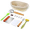 Gärkorb Oval, Gärkörbchen zum Brotbacken Set für Brot, Inklusive Bäckermesser, Pinsel, Brot Gabel und Leinenbezug, Sauerteig Backkorb, ideal für Heim- und professionelle Backen-25cm