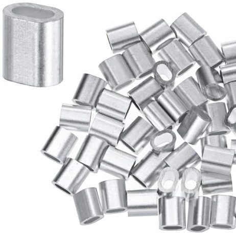 M METERXITY 100-Pack Aluminum Crimping Loop Sleeves, 2mm 5/64 Single Round Barrel Wire Rope Sleeves Cable Ferrule for Wire Rope/Cables Crimping Loop Sleeve