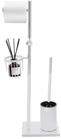Susoso Porte-papier toilette en acier inoxydable avec brosse WC et panier de rangement - Pour papier toilette - Argenté