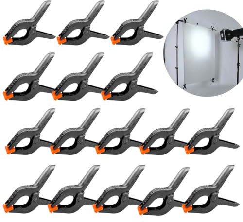 WUSJCOF 16 piezas Abrazaderas de Resorte Nylon, 4 Pulgadas Pinzas de Clips, sujeción con resorte mandíbulas giratorias, con amplia apertura de mordaza