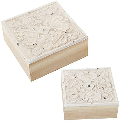 SET 2 CAJAS MADERA CALADAS 20X20X8,5+16X16X6,5CM