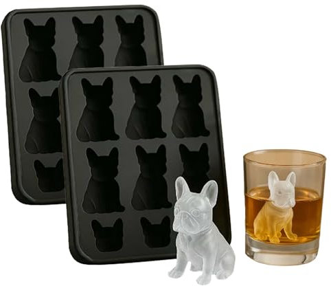 French Bulldog Ice Mold,Molds with Homemade Drink Decoration,Fun Animal Shape 3D Popsicle Molds,Cute Novelty Dog Flexible Ice Maker for Bulldog Lover,Whiskey Party Drinks (2pcs)