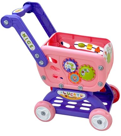 SZLIFE Carrello della spesa giocattolo in miniatura, apprendimento, sviluppo, simulazione divertente, piccolo carrello per bambini, ragazze e ragazzi, regalo, Rosa