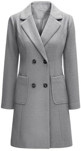 Yuson Girl Manteau Femme Hiver Manteau en Laine Classique Chaud Trench Coats Double Boutonnage À Revers Chic Manteaux Blazer Mi-Long Casual Veste