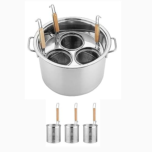Set per la cottura della pasta in acciaio inossidabile/set di pentole per pasta in acciaio inossidabile con divisorio e colino per pasta, tagliatelle, verdure, C, 4 fori