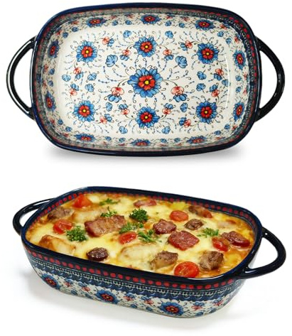 Hengrongshen bakform, keramisk ugnsform, lasagneform, keramisk bakform, ugnsformar med handtag, ugnsform för lasagne, tiramisu, gryta (B)