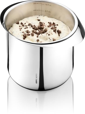 GEFU Rührschüssel MERO 3 Liter – breite Ausgießnase, ergonomischer Griff, Innenskalierung, rutschfester Boden, Edelstahl/Silikon