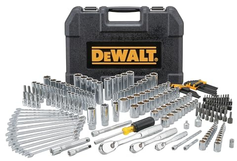 DEWALT Mechanic Tool Set, 247-Piece, 1/4 in., 3/8 in. and 1/2 in. Drive, SAE, Ratchets, Sockets, Hex Keys, Combination Wrenches, Polish Chrome Finish (DWMT81535)