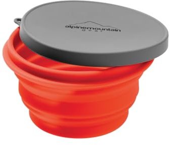 Collapsible Silicone Bowl with Lid for Camping and Backpacking - Camping Dishware Gear Essentials in Small/Red (Made by Caddis Sports)
