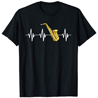 Saxophone rythme cardiaque battement de coeur saxophoniste T-Shirt