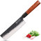 WILDMOK Couteau Nakiri 17,8cm 3 couches en acier plaqué 9CR18MOV, couteau à légumes forgé avec poignée octogonale