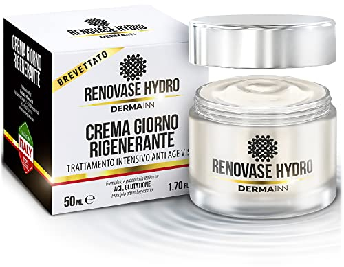 Renovase Hydro Crema Viso Antirughe Per Donna e Uomo, Idratante Viso, Rigenerante con Acido Ialuronico, Acil Glutatione e Omega 3 | Crema Viso Acido Ialuronico