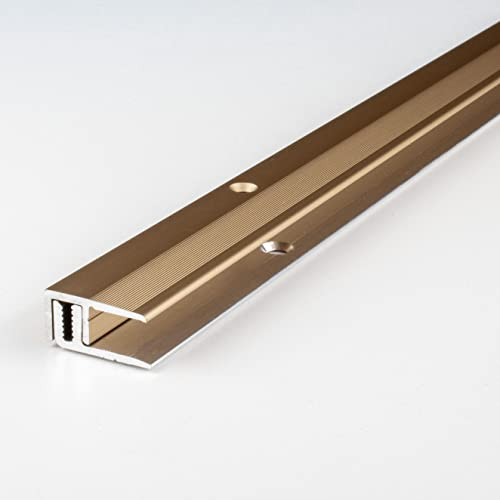 PROVISTON | Abschlussprofil | Aluminium eloxiert | Bronze Hell | Breite 21 mm | Höhe 7-15 mm | Länge 2700 mm | Gebohrt | Einfassprofil | Einschubprofil | Abschlussleiste | Bodenprofil | 1 Stück