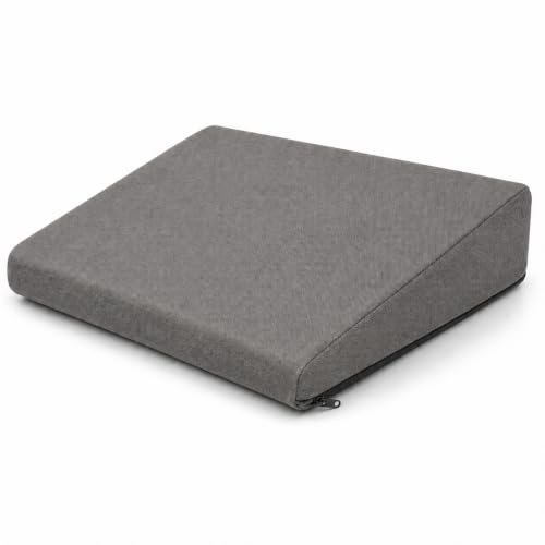 S W 11 Degree Seat Wedge With High Density Memory Foam Cushion, Wedge Cushion For Lumbar Support, Cars and Office Chairs for Back Pain, Posture Correction - 36 x 32 x 7 cm (Grey)