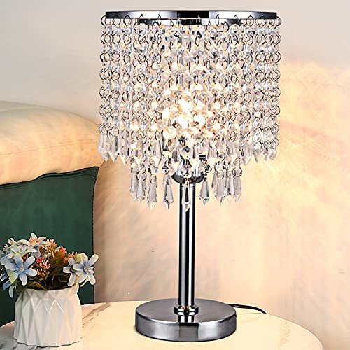 YISSALE Nachttischlampe aus Kristallglas Crystal Diamond Table Lamp Moderne Tischlampe Tischleuchte Schreibtischlampe für Wohnzimmer,Schlafzimmer,Esszimmer