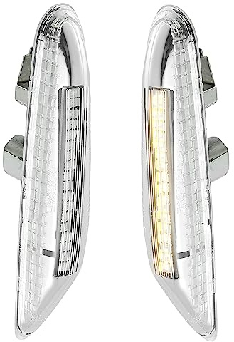 X AUTOHAUX Pair Full LED Front Fender Side Marker Turn Signal Lights Assembly Yellow Light for BMW E46 E60 E82 E83 E88 E90 E91 E92 E93 X1 X3 325i Front Flowing LED Lamps Lights