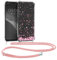 kwmobile Crossbody Case Compatible with Vivo Y72 5G / Y52 5G Case Strap - Cherry Blossoms Pink/Dark Brown/Transparent