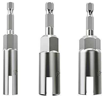 1/4 Inch Hex Shank, Slot Wing Nuts Drill Bit Socket Wrenches Tools Set,Power Wing Nut Driver Set, Drills Bits for Panel Nuts Screws Eye C Hook Bolt (3P(10 13 16))