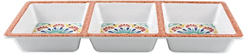 Purely Home Rio Medallion 3-Section Melamine/Plastic Snack & Dip Outdoor Dining Serving Tray