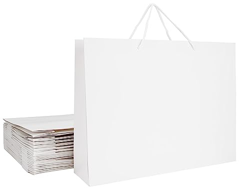 GOYADA 20 PCS White Paper Bags with Handles, Large White Gift Bags (30x40x10cm) Thickness 250g Carrier Shopping Paper Gift Bags for Shopping Party Retail Merchandise Clothing Boutique Wedding Birthday
