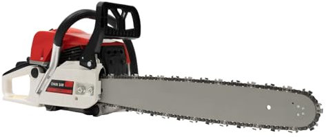 Petrol Chainsaw, 52CC 2-Stroke Cordless Chainsaw, 7500rpm Chainsaw with 20 Guide Chain, for Forest Harvesting, Cutting Wood, Pruning Branches, Home Woodworking, Red