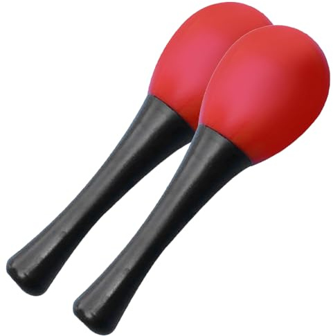 Norhogo Oval Maracas för barn, äggskakare Maracas, par slagskakare för skolor och slaggrupper (röd)