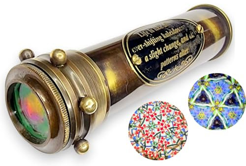 Antikes Kaleidoskop, handgefertigt, Vintage-Patina-Kaledoskop mit Spiegellinse, schafft erstaunlich lebendiges Design, ein klassisches Meisterwerk der optischen Kunst