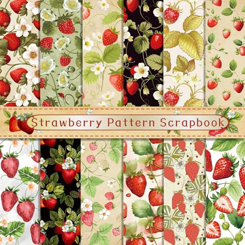 Scrapbook - Carta da 30 x 30 cm, motivo fragola, 12 motivi, 24 fogli di carta per decoupage double face, graziosa carta decorativa, scrapbook fai da te per giornali, scrapbooking