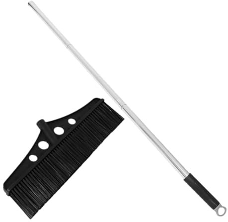 KOCKSHION Garden Sweeper Push Broom Outdoor Brush for Sweep Heavy Duty Stainless Steel Deck Scrub Brush Ergonomic Handle