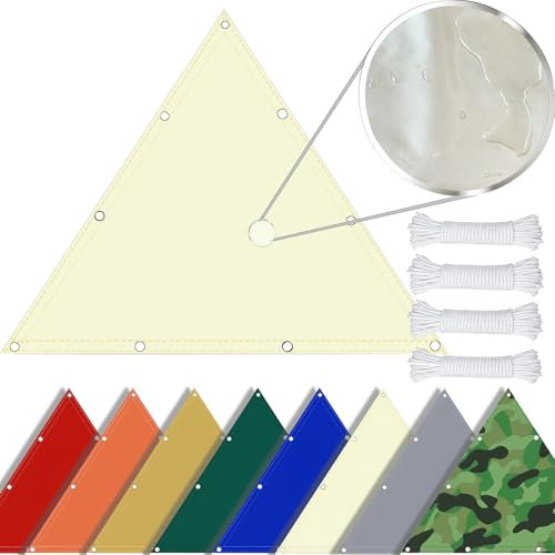 SDLLG Sonnensegel mit Ösen Dreieck aus Oxford-Stoff 180g/㎡ Wasserdicht Sonnenschutz Wetterschutz Segel Baldachin UV Schutz für Balkon Terrasse Garten-beige - Anpassbare Größe