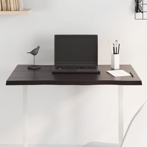 Fasba Tischplatte 80x60x2 cm Massivholz Eiche Behandelt Baumkante, Ersatztischplatte Platte für Esstisch Couchtisch Gartentisch