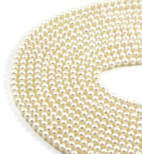 Perle d'acqua dolce coltivate naturali, 5-6 mm, bianche, rotonde, AA+, filo da 38,1 cm per la creazione di gioielli, collane curative, braccialetti e design fatti a mano - AqBeadsUk